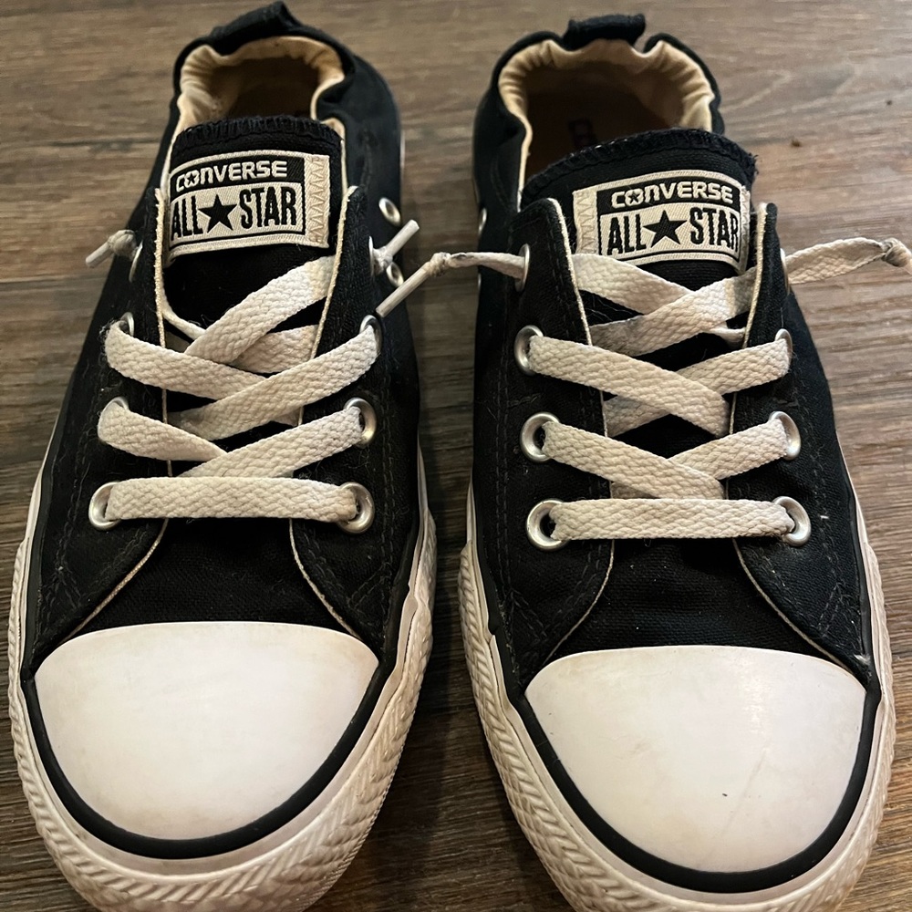 Converse All Star Black Women Low Top Scrunch Back Size 9 Elastic Heel